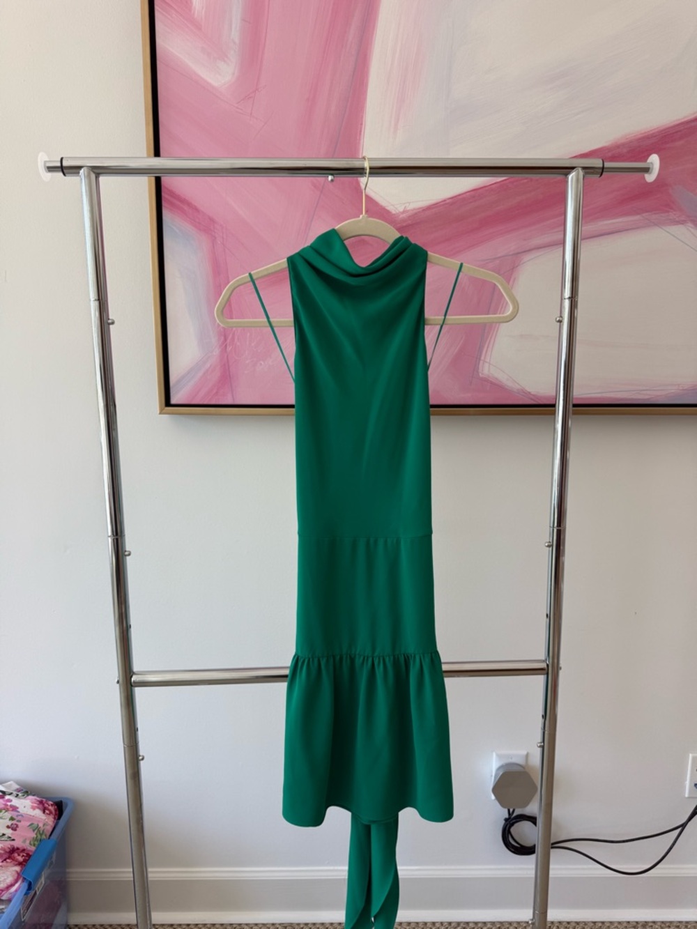 Amanda Uprichard Green Sleeveless Cowl Neck Midi Dress, size xs